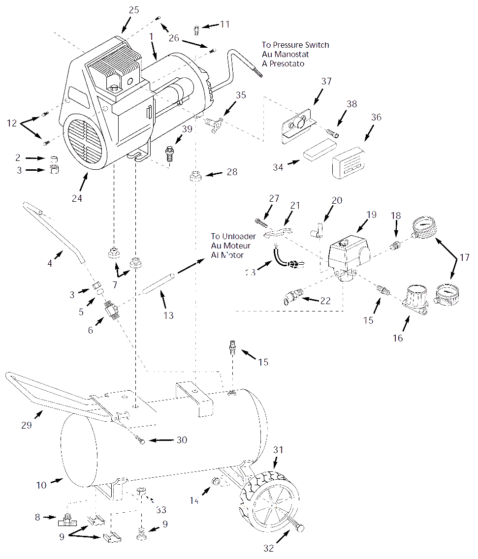 Air-Compressor Parts Diagram and Parts List for WL507200  Campbell Hausfeld Compressor